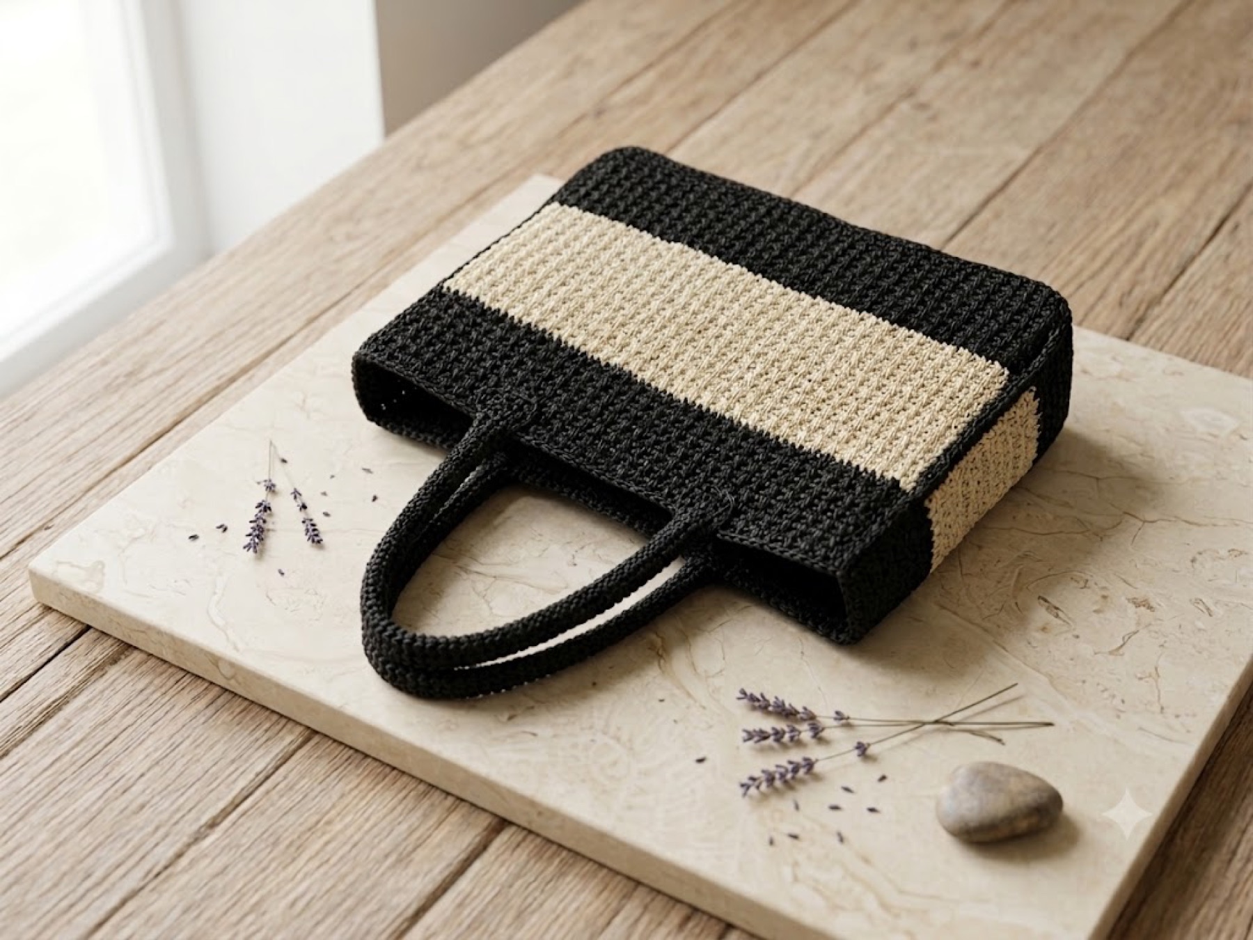 Siyah Krem Tote 2